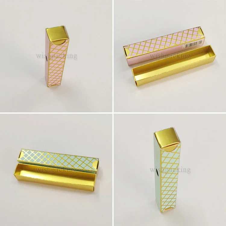 Holographic foil paper cardboard easy assembling mixed color cream gloss lipstick tube package box