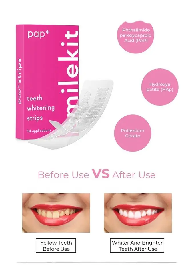 Dental Wholesale Teeth Whitening Strips Non Peroxide PAP+ Effective Teeth Cosmetic Strips