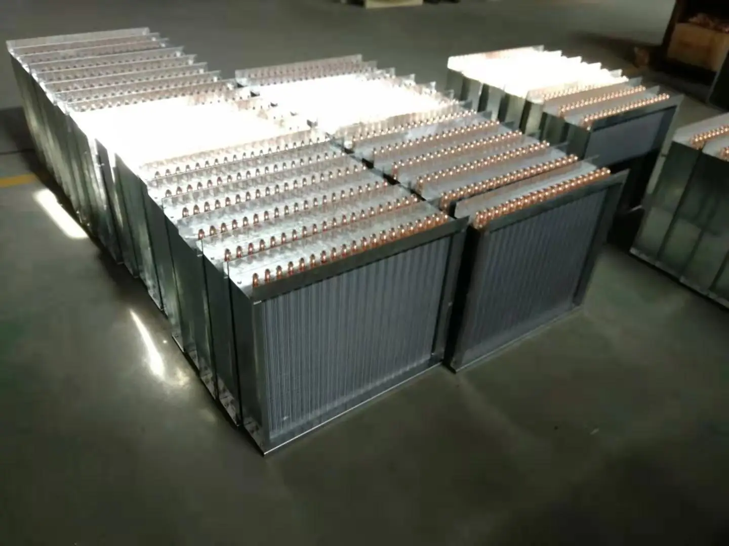 Custom 5/8 inch stainless steel tubes and fins for steam or hot water heat exchanger cooling coils, corrosion resistant