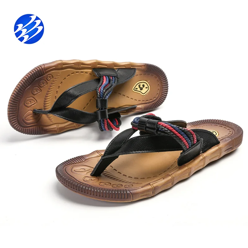 
Summer Thermoplastic Rubber Men Slide Outdoor Leather Flip Flops 