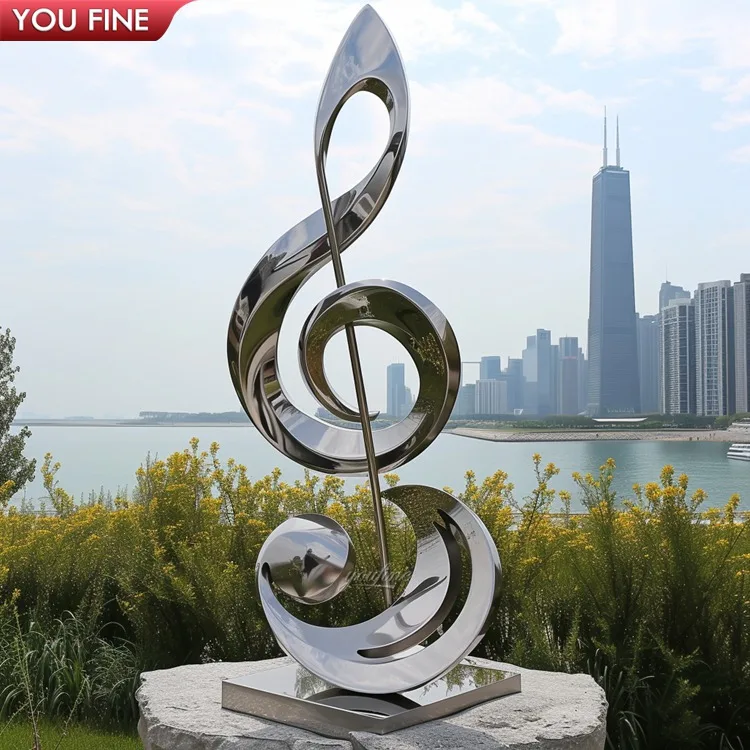 Modern Street Outdoor Large Art Decorative Stainless Steel Music Sculpture