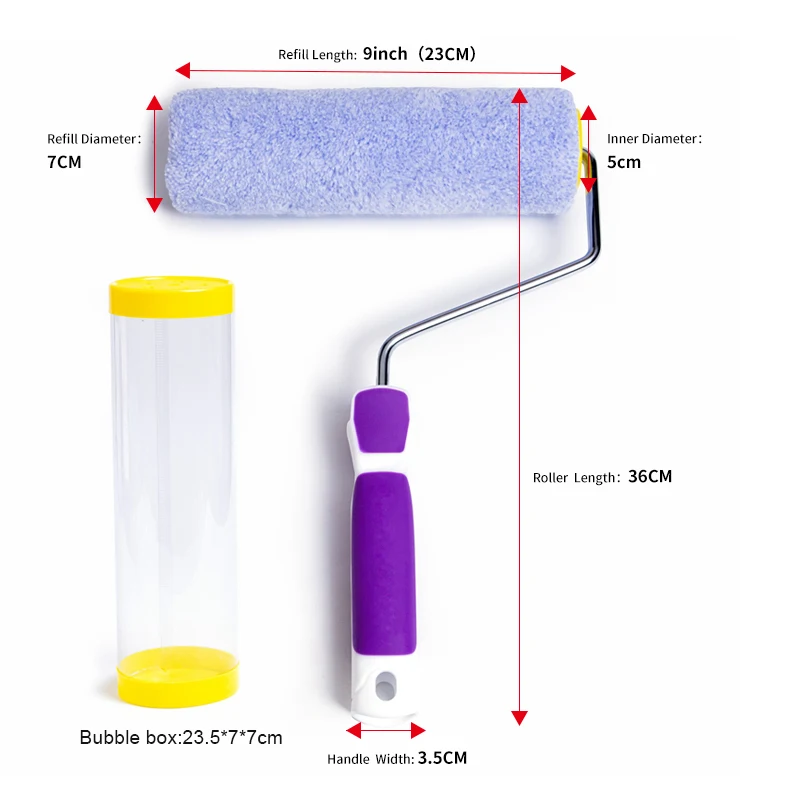 professional paint roller 9inch purple two-color rubber handle china