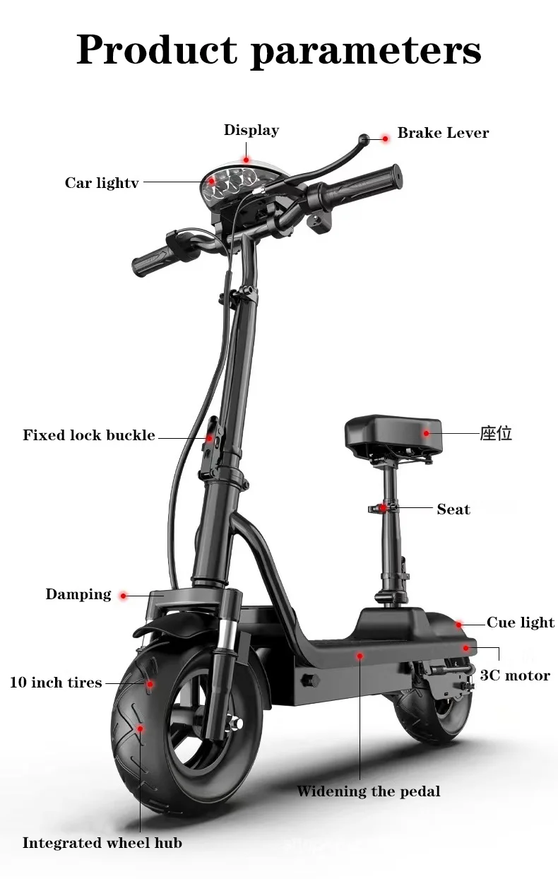 10 inch modified seat electric scooters powerful adult offroad electric scooter with 350w motor