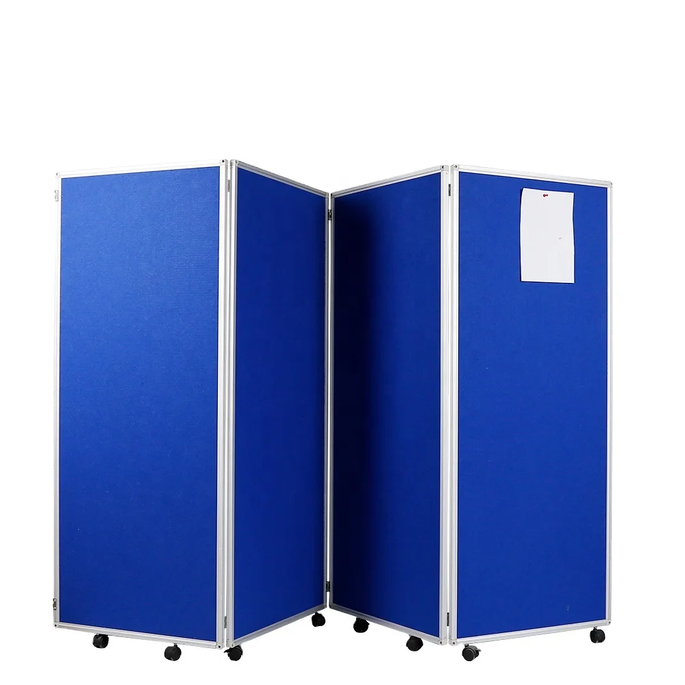 Partition wall,Four screens multi-color folding nail board, hanging cardboard, easy installation, with brake pulley