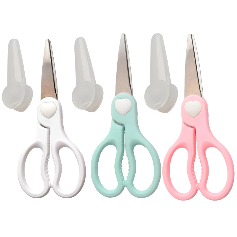 Baby Special  Complementary Food Scissors With Protective Cover Stainless Steel Kitchen Shear Cooked Food Portable Tool