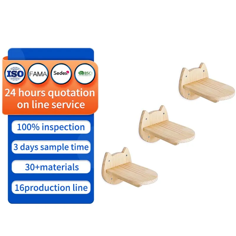 Деревянная настенная полка для кошачьего лица