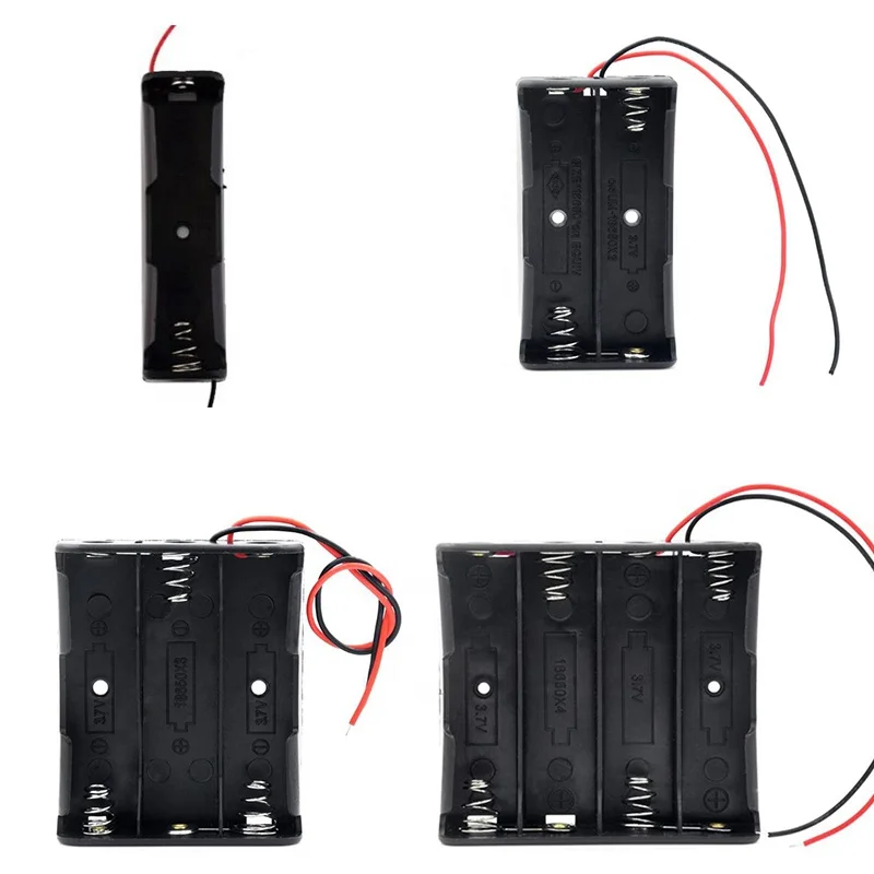 Пластиковый 1x2x3x4x18650 футляр для хранения батареи с проводом