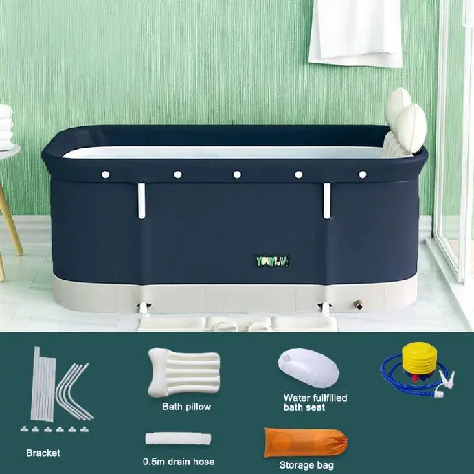 Inflatable Bathtub Foldable Bath Tub Wide Bathtub with Bath Pillow Bath Seat Ice Bathtub