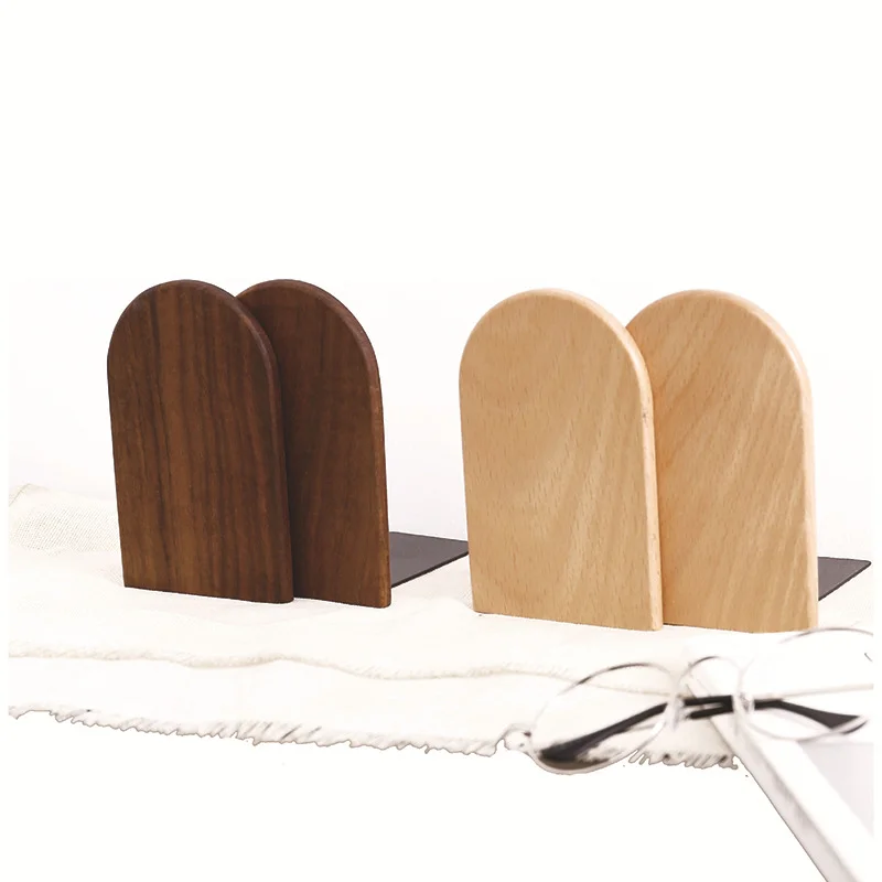 new customized logo office home decor book ends black walnut wooden book end