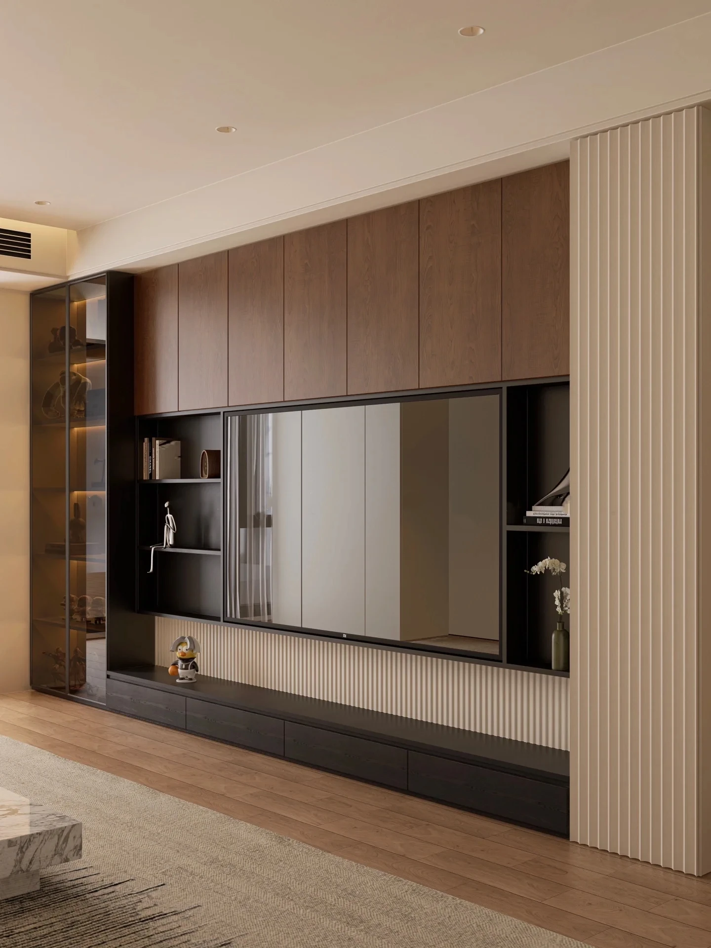 Southeast Asia Style Grey Hotel Bedroom Furniture Villa\Living Room Custom MDF Latest Cabinet Living Room