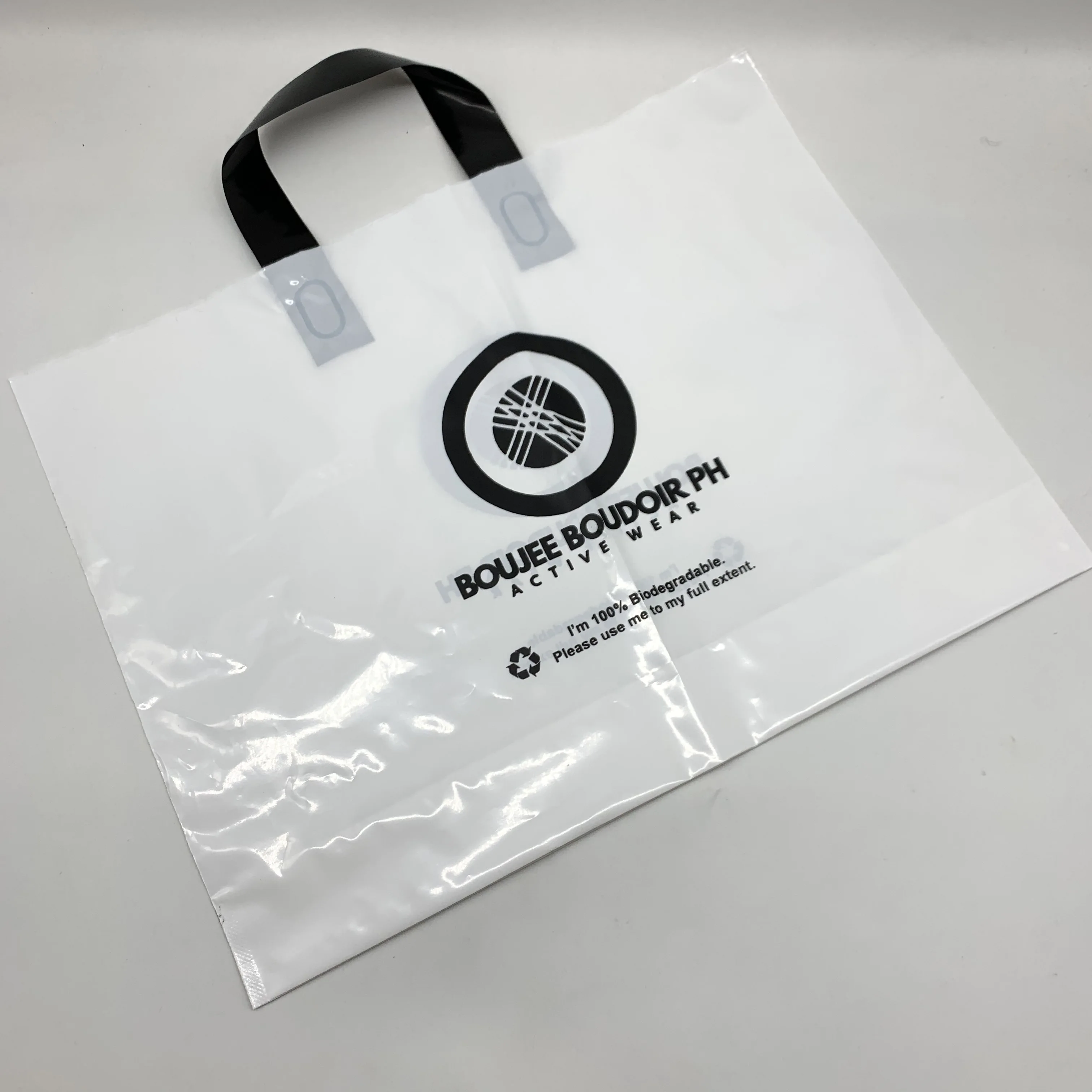Custom Printed Gusset Side Plastic Die Cut Bag PE Plastic Handle Shopping Bag With Your Own Logo