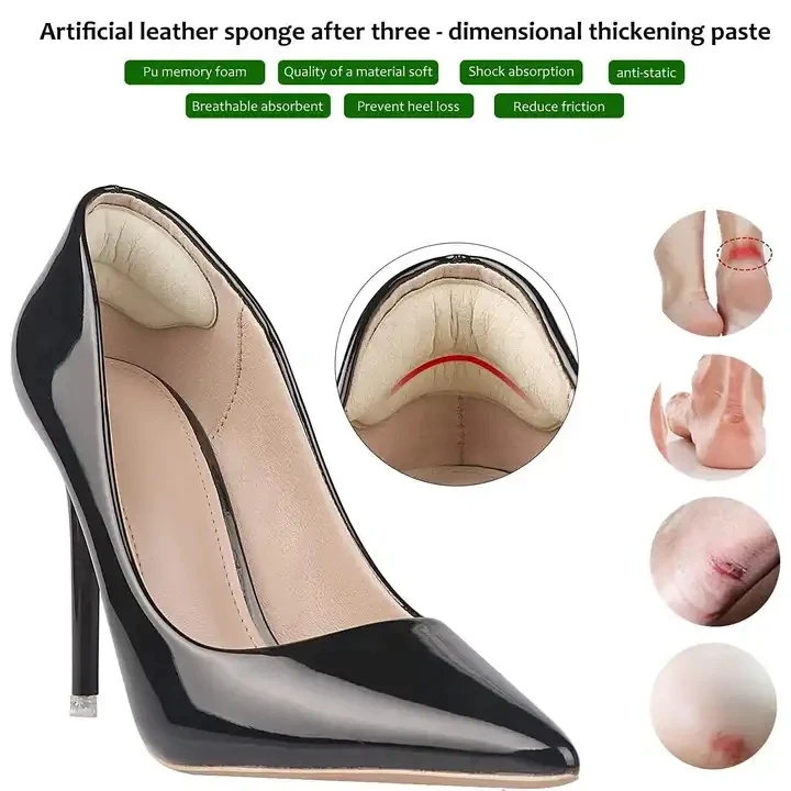Premium Suede Microfibre leather Heel Grips Liner Cushions Inserts for Loose Shoes, Heel Pads Prevent Too Big,