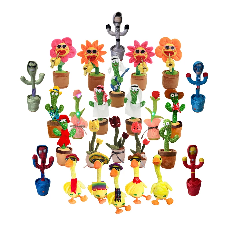 Factory Outlet Charging Kids Cute Stuffed Flowerpot Twisting Cactus Plush Toy Doll Electric Talking Singing Dancing Cactus Toy