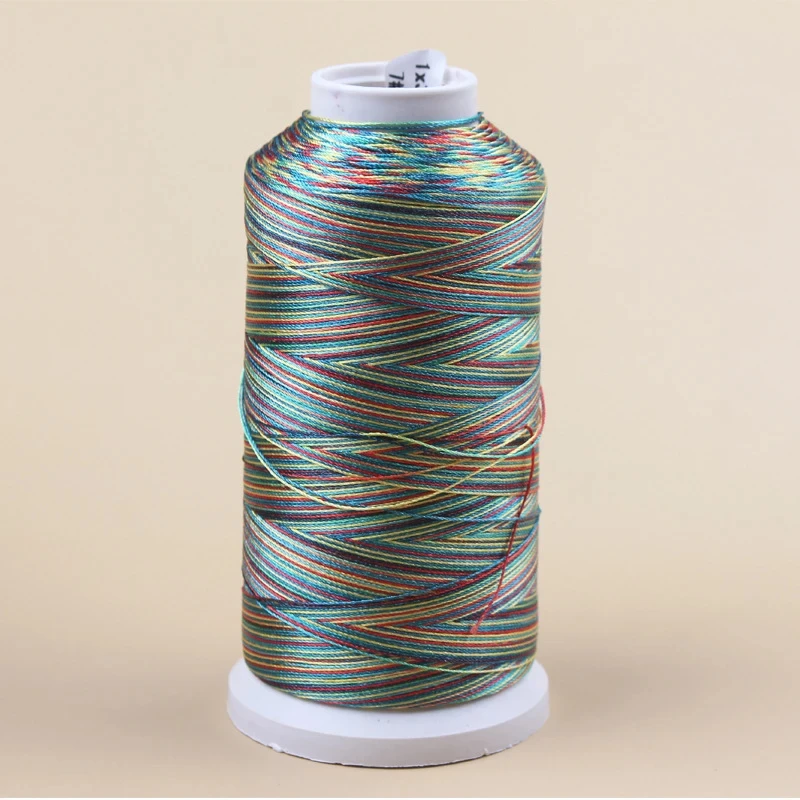 High tenacity thread for decoration rainbow embroidery thread tex 70, multi color sewing thread