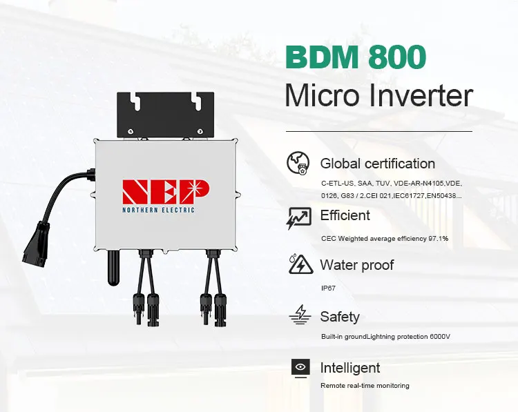 New Design Smart Grid Tie Solar Micro Inverter WiFi Communication MPPT Pure Sine Wave Microinverter Nep BDM-800 in Stock