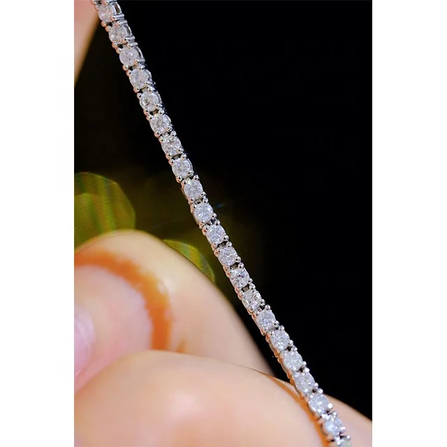 Xinfly 18k White Solid Gold Square 2.0ct SI FG Natural Diamond Tennis Bracelet