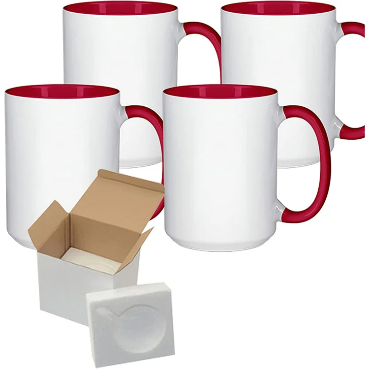 Customizable sublimation 11 oz blank plain white porcelain mug cup mug drinking cup two tone personal photo print coffee mug