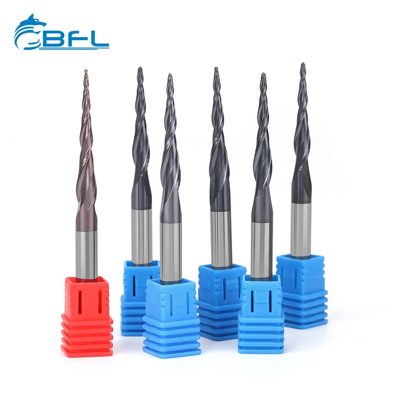 BFL Solid Carbide  Wood Router Bits Taper Ball Nose Endmill  HRC55 Bull Nose Milling Cutter for woodworking