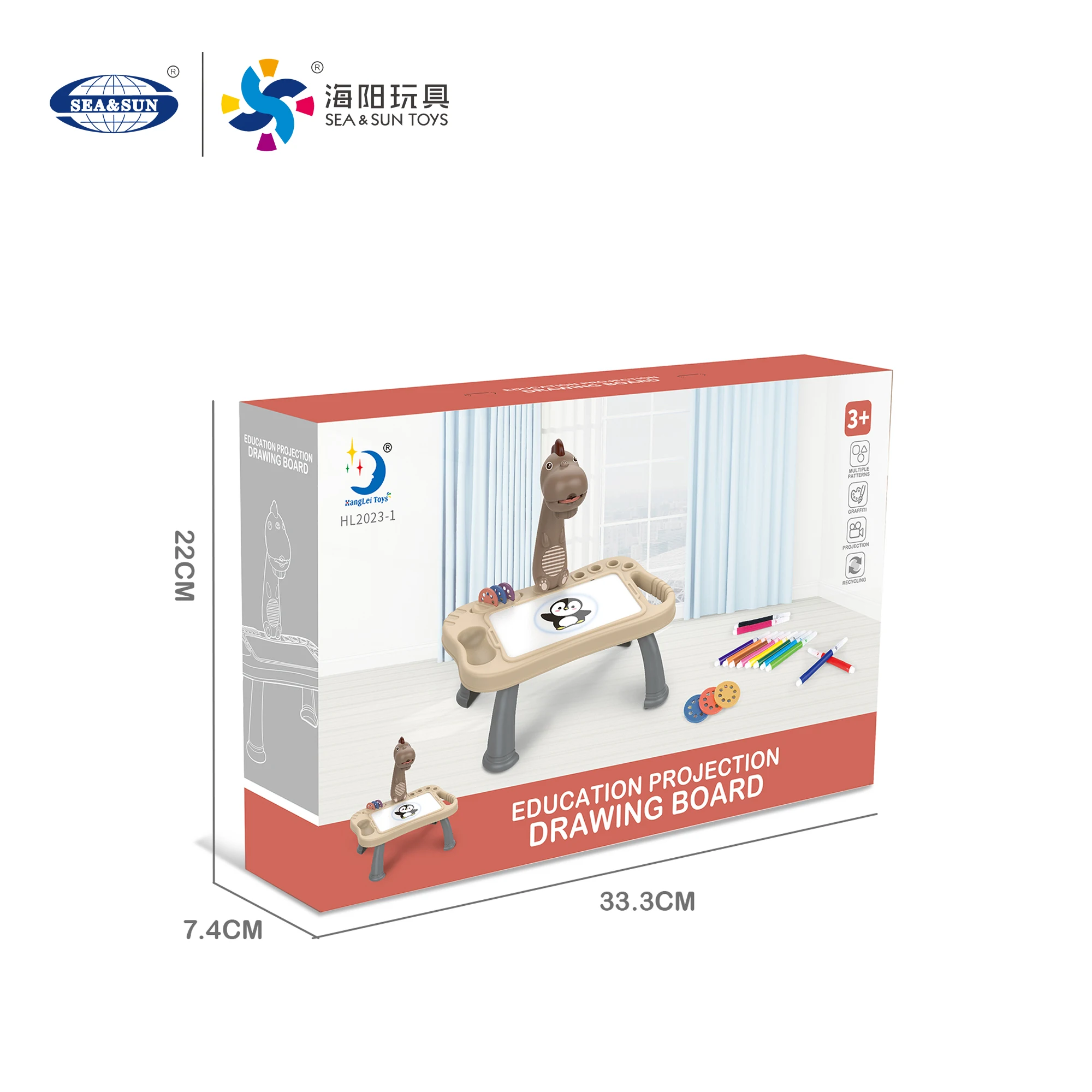 Multi functional dinosaur light projection drawing board