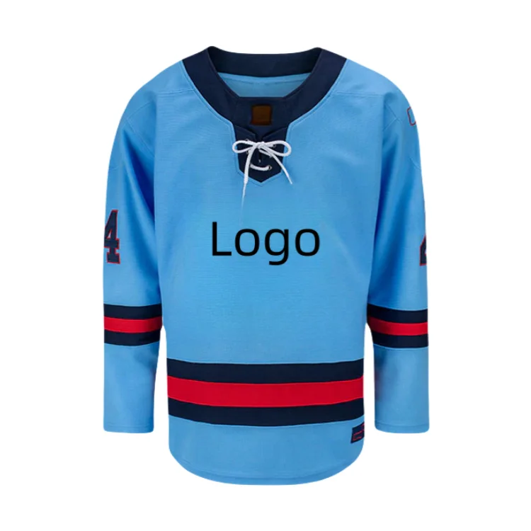 Sublimation Printing Ice Hockey Uniforms Blank V-neck Striped Plus Size Men Hockey Jersey Custom Made