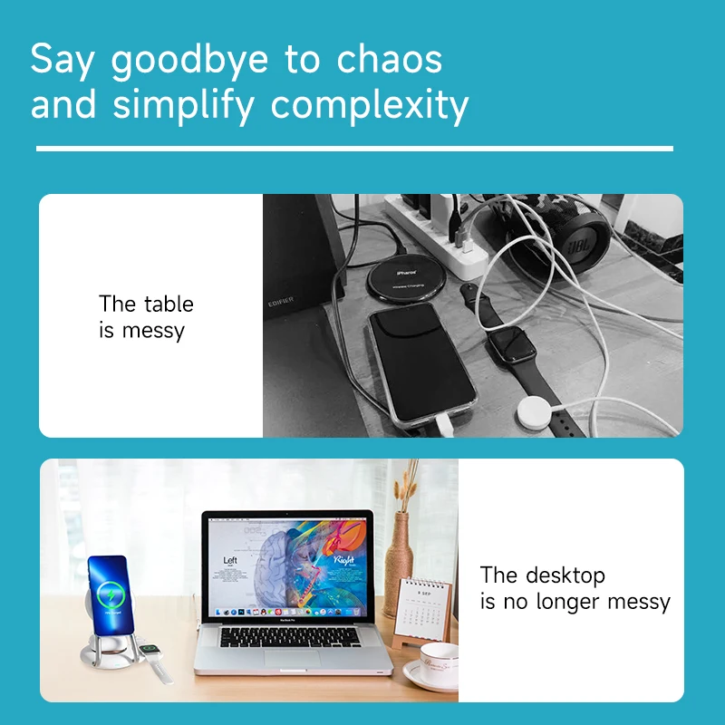 Wireless Charger Stand Portable 3 in 1 Fast Charging Station For iPhone 16/15/14/13/12 Pro Max for iWatch 9/8/7/6/5 Airpods 3/2