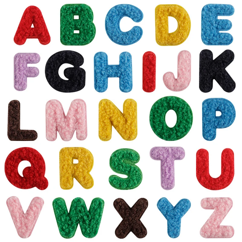 Stock Small Size Wholesale Chenille Patches Iron on Letters Patch for Clothes
