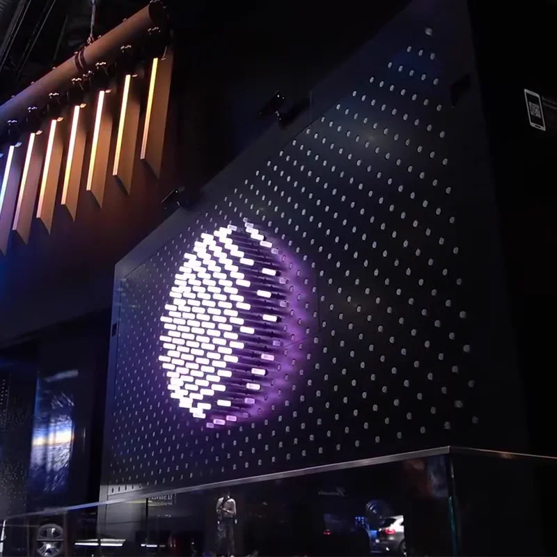 Kinetic Interactive Wall Dynamic Acrylic Lighting Rod Creative Art Wall Decoration for Club Shopping Mall Car Show