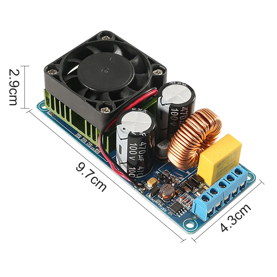 IRS2092S 500W Mono Channel Digital Amplifiers Board Classed D HIFI Power Amp Module with Cooling Fan DIY Kits for Arduino