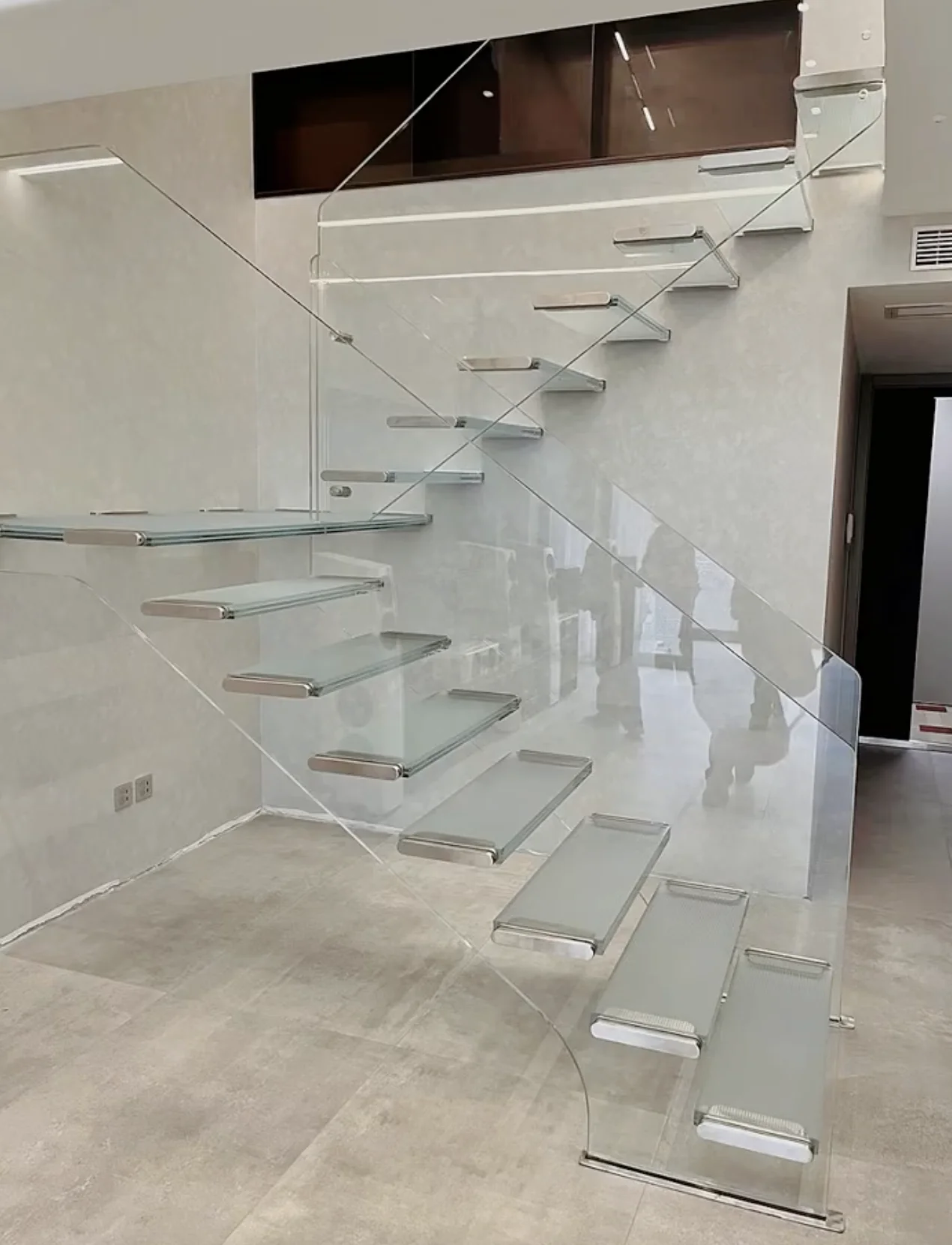 ECT High Quality Cantilevered Stairs Glass Folding Stairs Design Glass Staircase