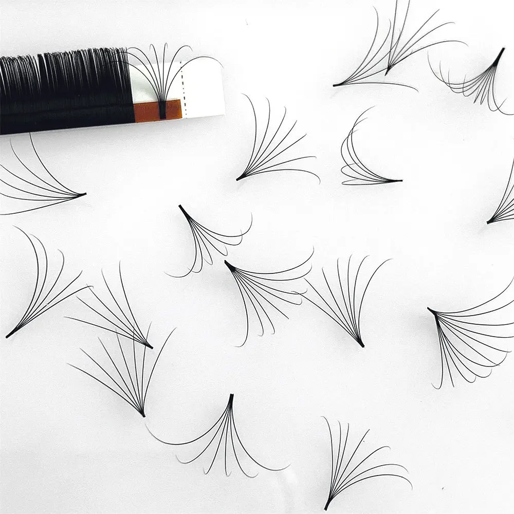 Wholesale Matte Black 0.03 0.05 0.07 Cashmere Auto Blooming Lashes Extension Soft Self Fanning Eyelashes Handmade
