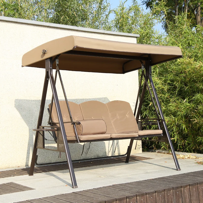 High quality patio rattan swing chair outdoor swing sets for adults garden hanging 3 seat swing iron steel chair