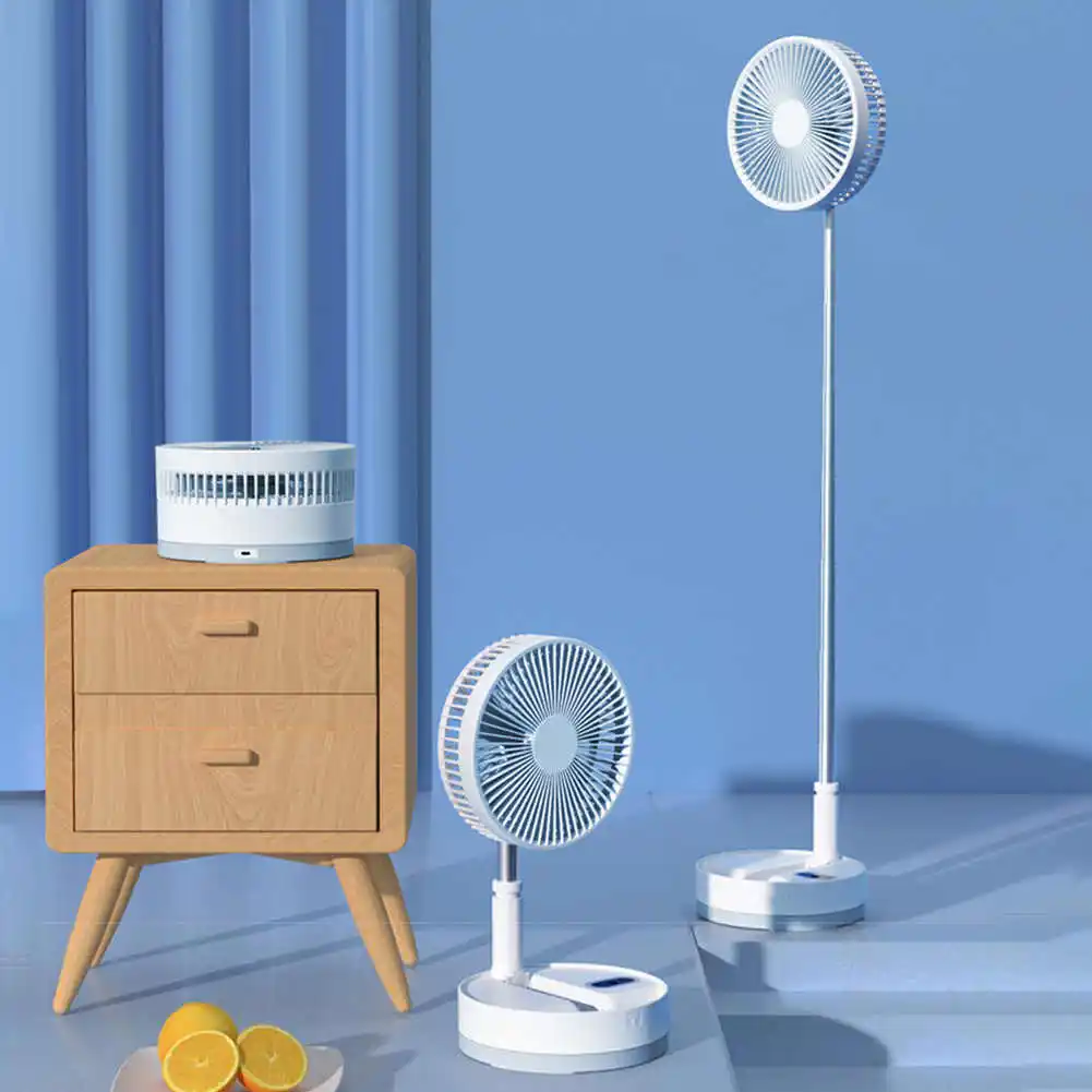 P10 Telescopic Folding Fan Rechargeable with Night Light Summer Student Wireless Remote Control Desktop Table Floor Stand Fan