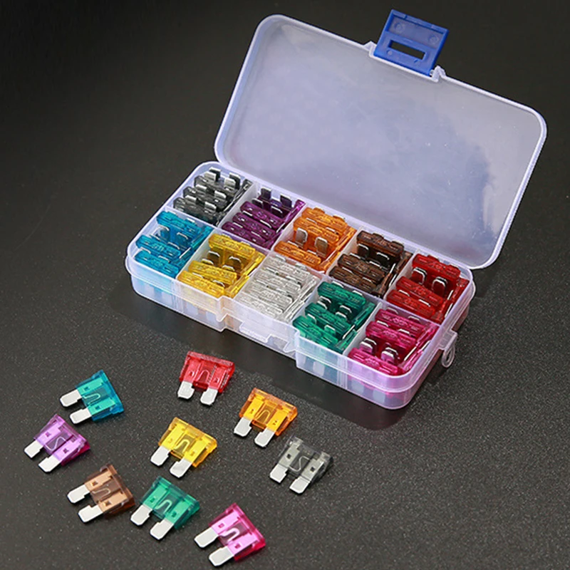 Car Fuse Assortment Set Profile Middle Size Blade Type Fuse Auto Car Truck 2-35A Fuse with Box Clip