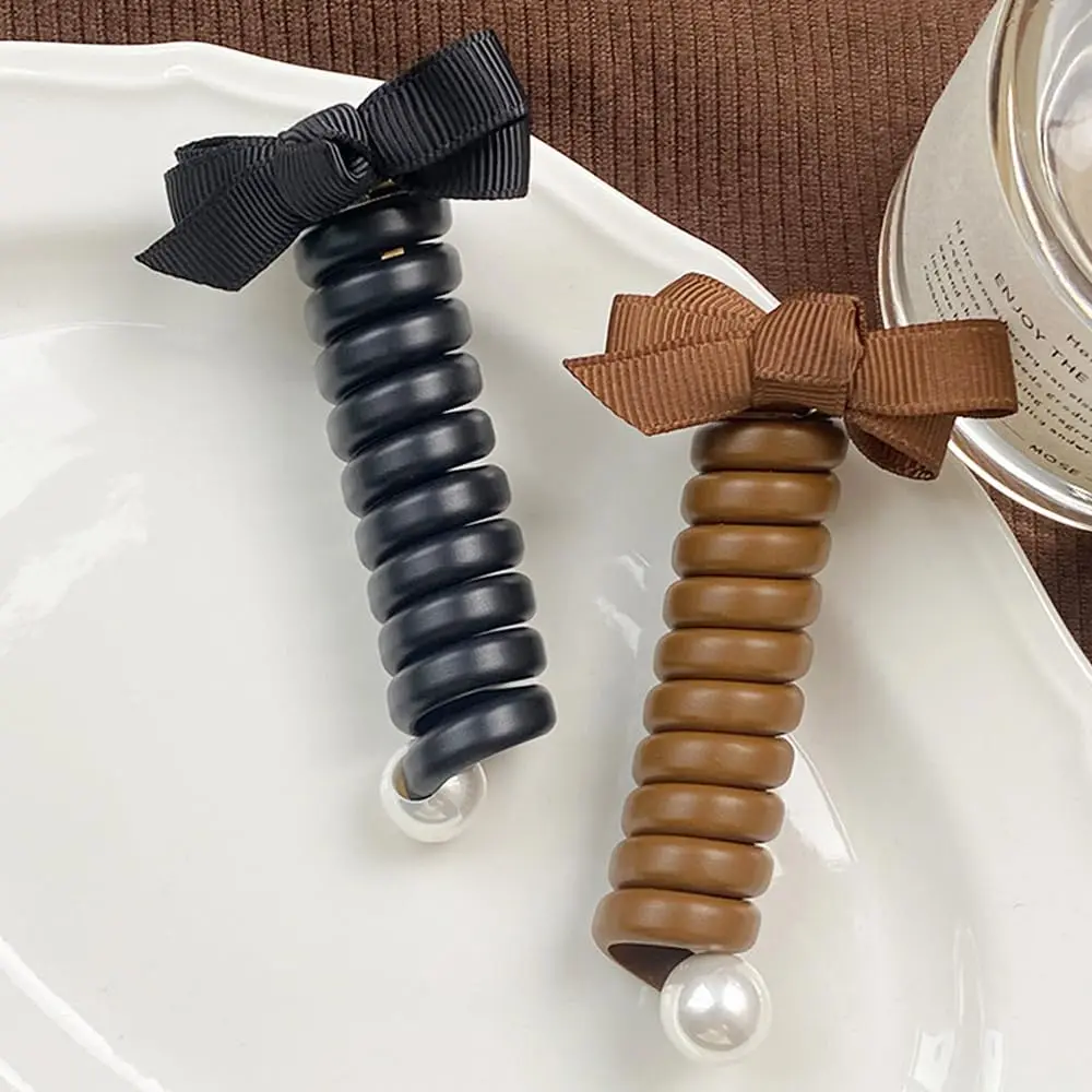2023 New Rubber Hair Band Headwear Elastic Bowknot Braided Telephone Spiral Hair Ties