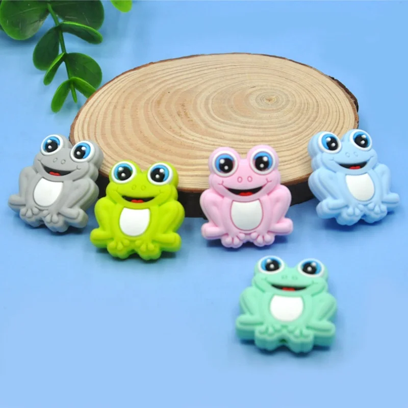DIY cute frog shape Baby teething Silicone Focal Beads For Pacifier Jewelry Accessories silicone beads