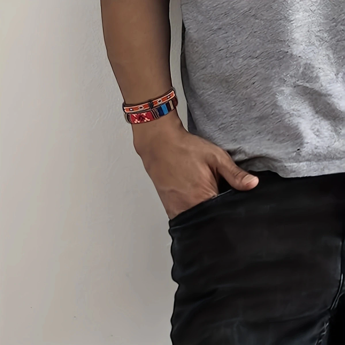 12Pcs Braided Leather Bracelets Set For Men Women Wooden Beaded Cuff Wrap Bracelet Boho Ethnic Tribal Linen Hemp Cords Wrap