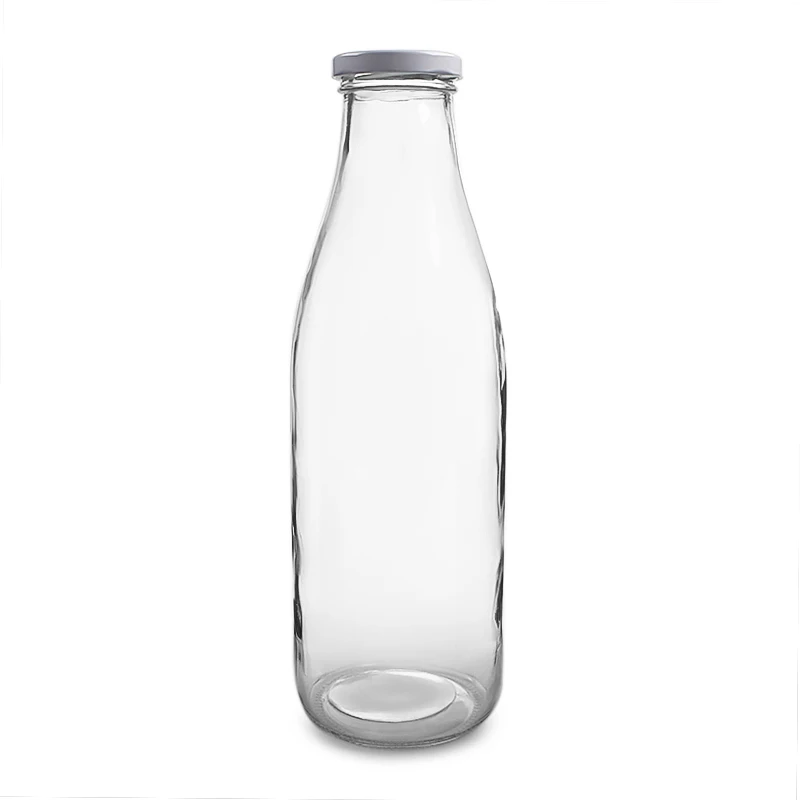 Food Grade 1 Liter Glass Milk Bottles 1000ml With sealed Metal Lid