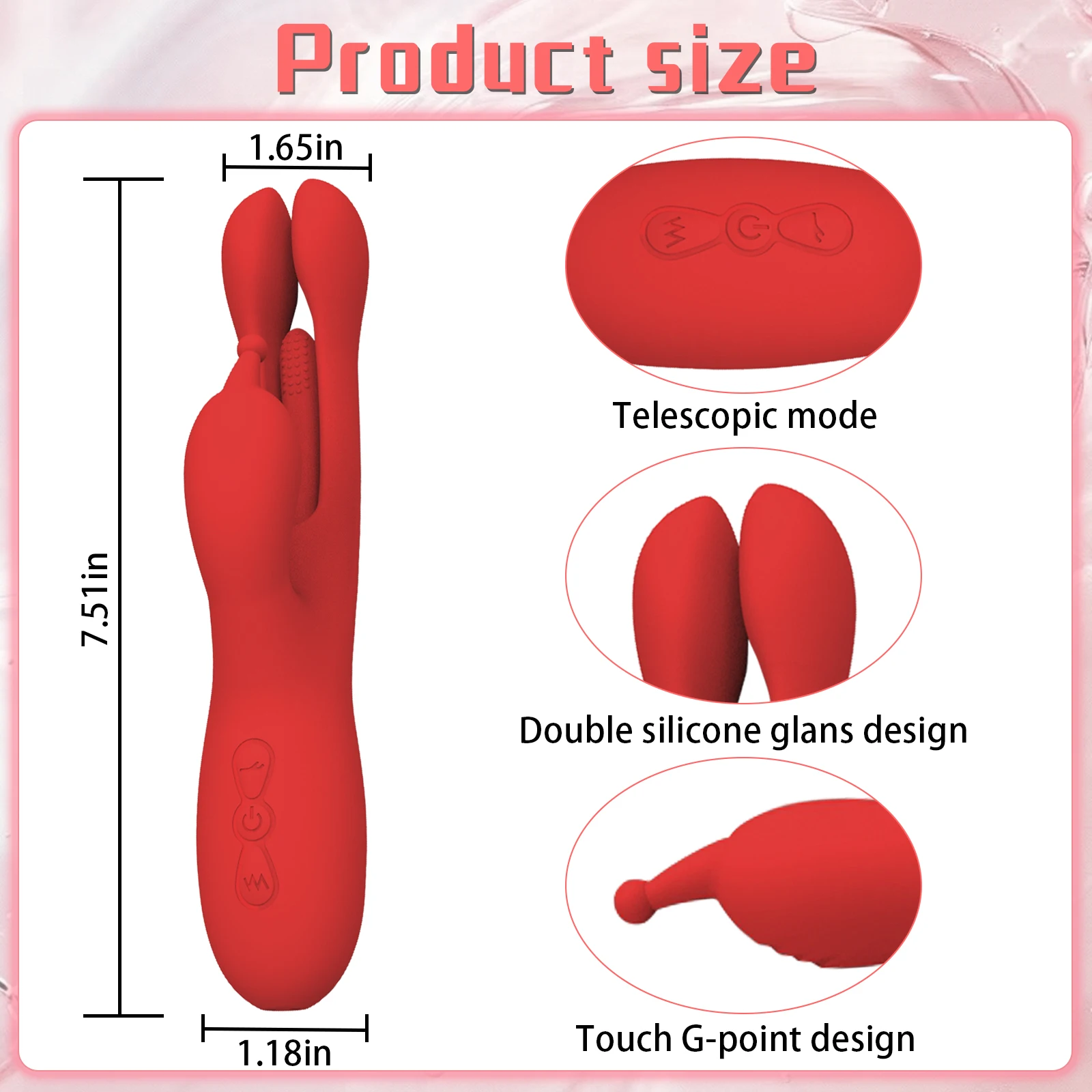 Nezend Manufacture Pleasure Patting Double Head Versatile Female Red Sex Toy Dildo Vibrator for Women Toys
