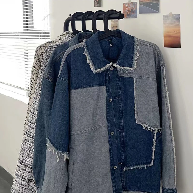 DiZNEW Streetwear fashion patchwork vintage track jacket custom own logo zip up work jacket canvas jacket men