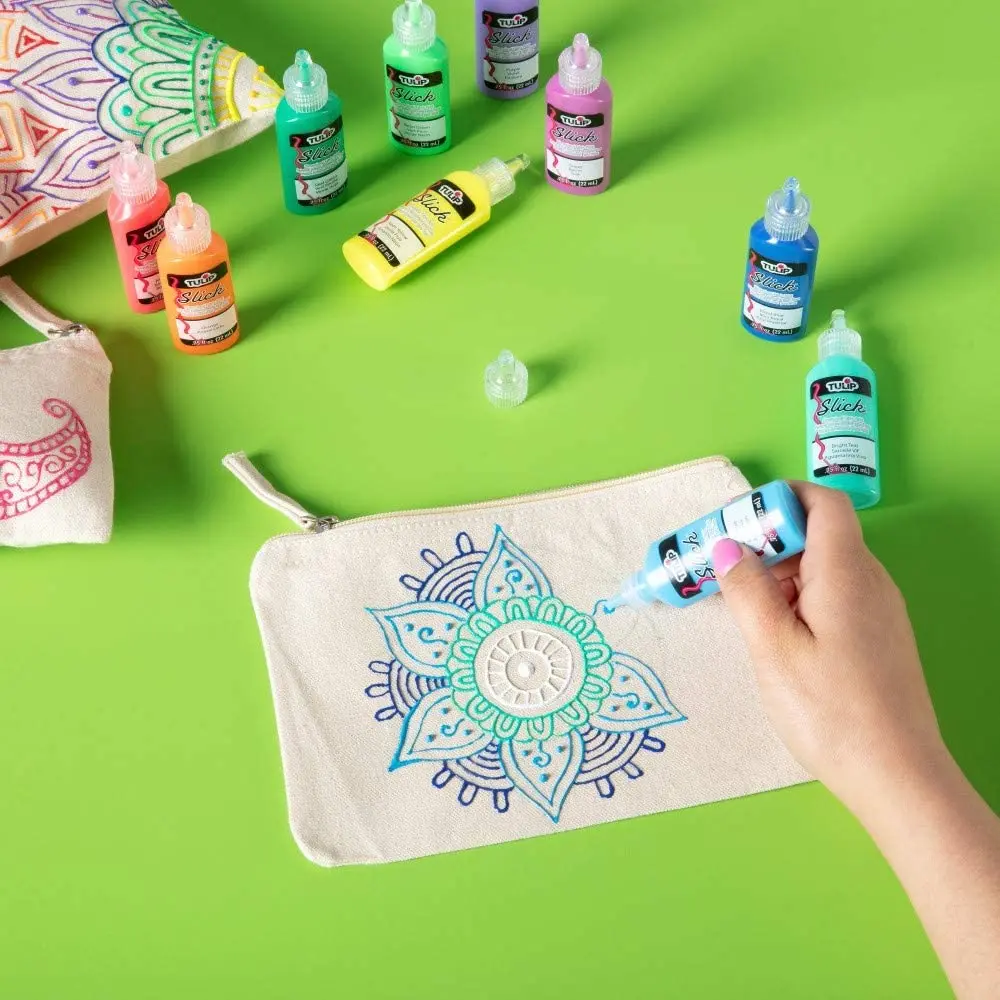 Permanent Fabric Paint With Fluorescent, Glow in the Dark, Glitter, Metallic Colors for Clothing, T-Shirt, Glass