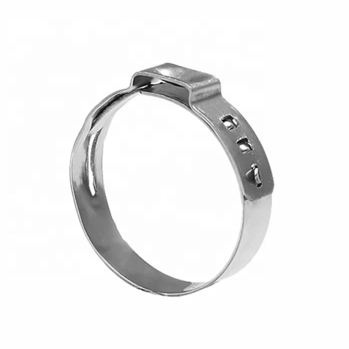 Stainless steel pipe fitting SS 304 single ear hose clamp stainless tube stepless clamp