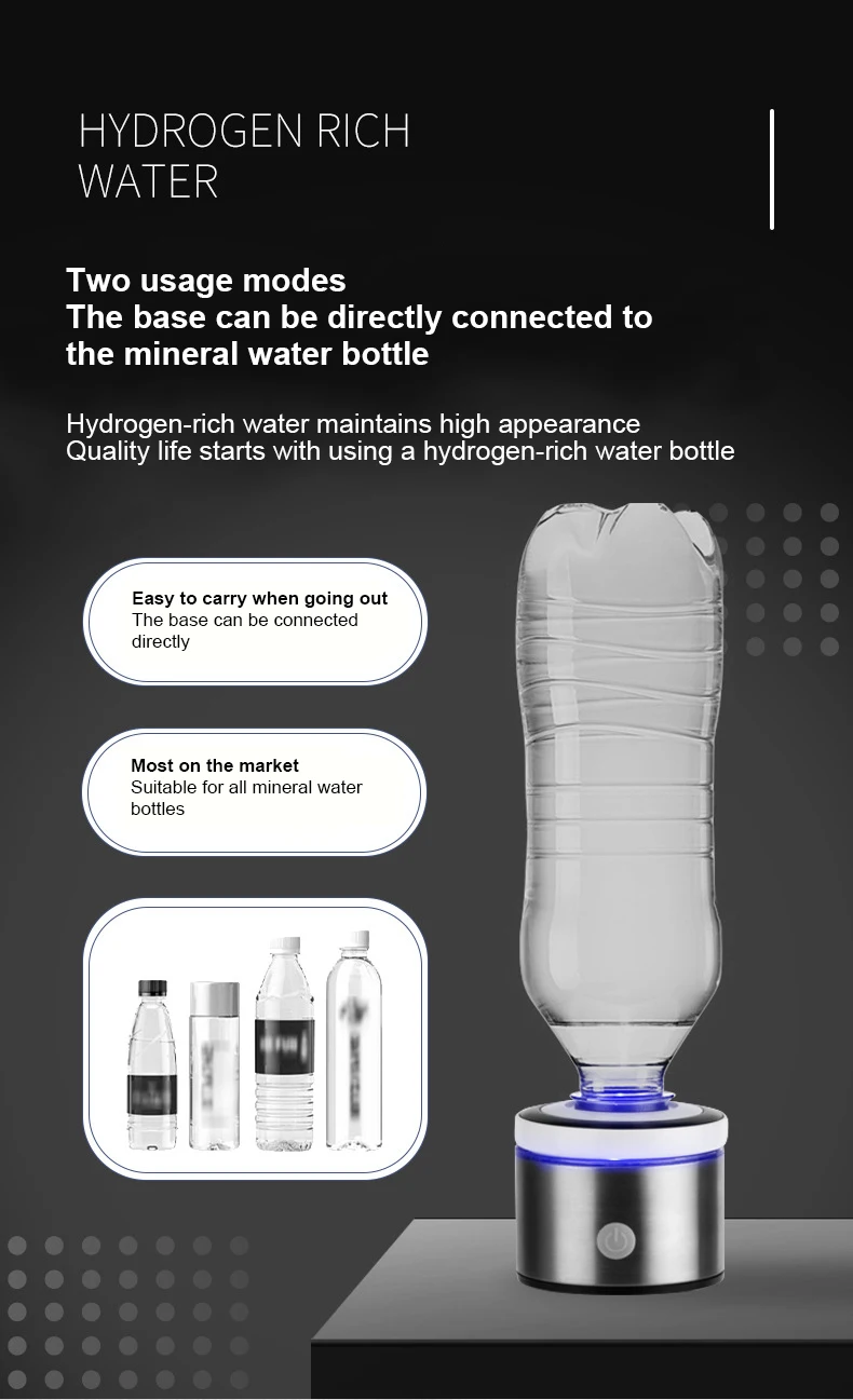 420ml SPE/PEM Healthy Alkaline Glass Hydrogen Water Generator Ionizer Bottle
