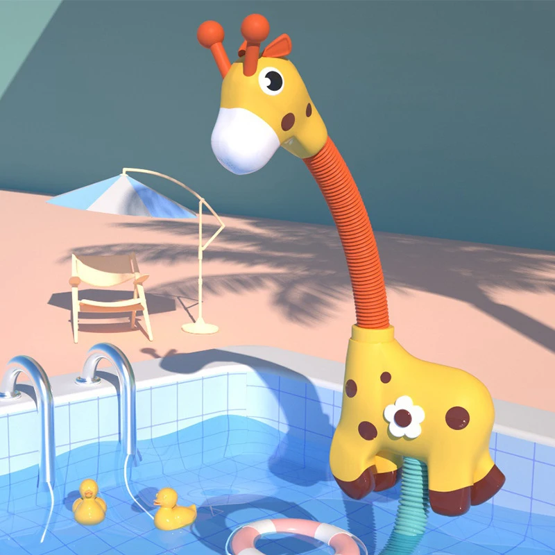 Electric Sucker Giraffe Water Sprinkler 2022 Baby Shower Set Spray  Bath Bathtub Toys for Kids
