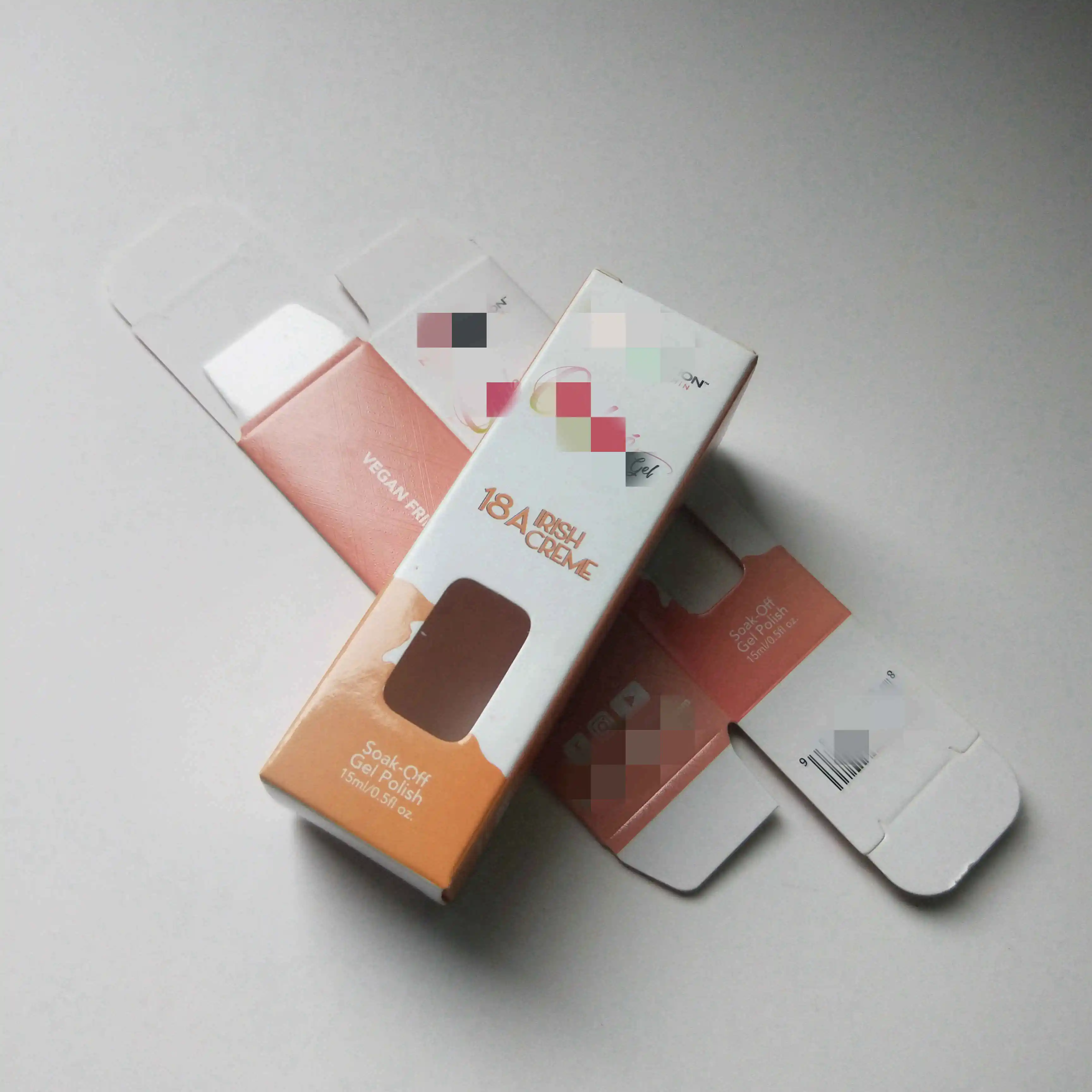 Custom logo uv gel polish boxes packing recyclable folding paper 10ml bottle nail polish packaging box with window