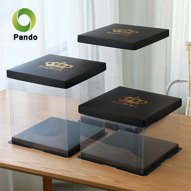 4 6 8 10 12 14  16 inches heighten black paperboard cake box cake box transparent wedding cake boxes