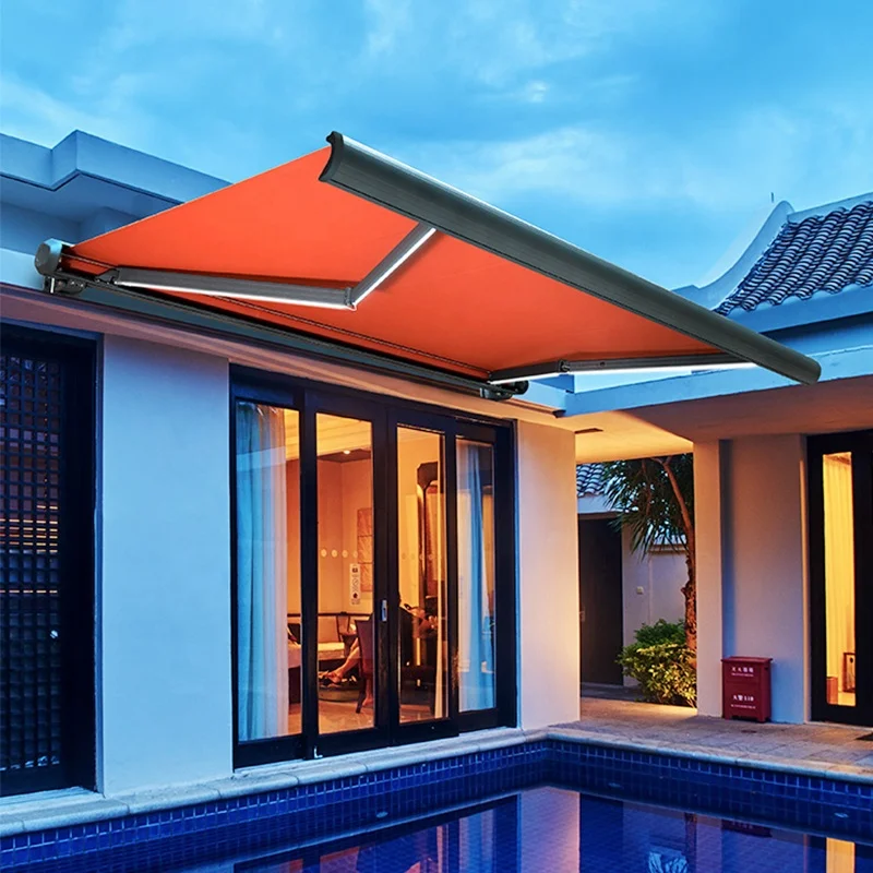 aluminum remote controlled retractable outdoor awning for garden electric retractable patio awning