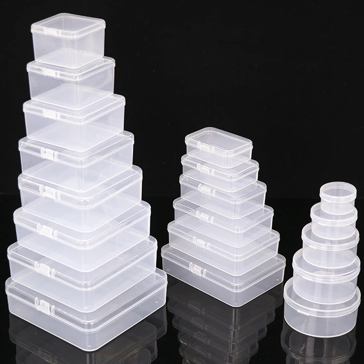 YUZMEI Plastic Case Square Empty Mini Clear Plastic Storage Clear Small Plastic Containers Pills Herbs Tiny Beads Storage Case
