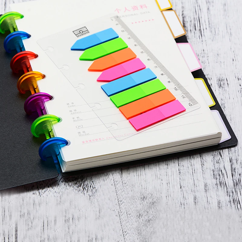 Customized disc bound sticky notes-5 color notebook sticky  notes