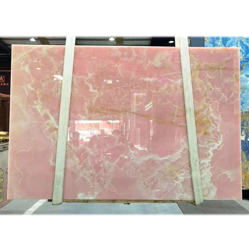 YD STONE Beautiful Polished Natural Stone Factory Price Translucent Pink Onyx Marble Slabs