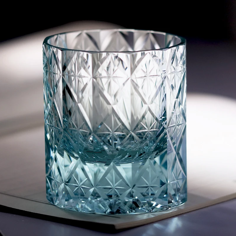 Hot Sale Japanese Style 250ml Old Fashioned Whisky Glasses Hand-Cut Amber Purple Color  Glasses Whiskey Water Fine Wine Glass